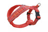 red y shaped fleece dog harness